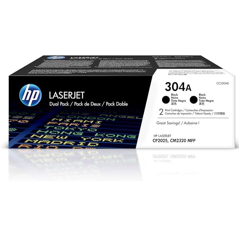 TONER HP MOD 304A, LASERJET CP2025, CM2320 DUAL PACK NEGRO CC530AD