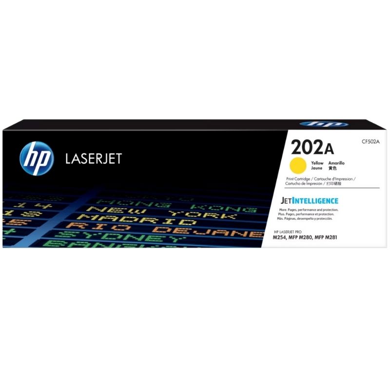 TONER HP MOD 202A, 1,300 PAGINAS, SERIES COLOR LASERJET PRO M254DW / M281FDW, COLOR AMARILLO CF502A