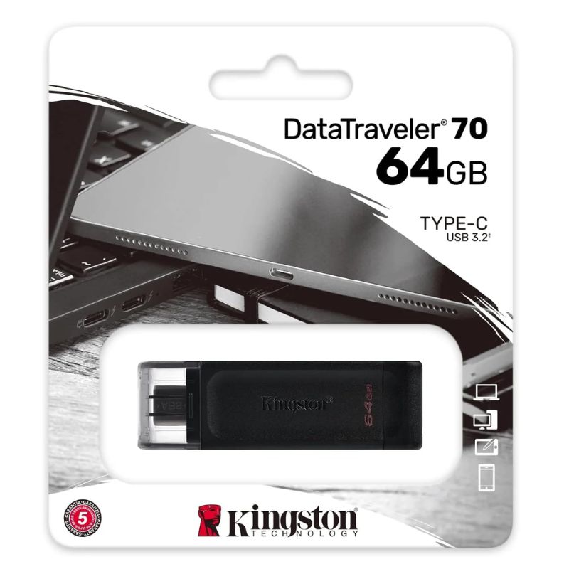 MEMORIA KINGSTON DT70, USB-C, 64GB, NEGRO, USB-C 
 DT70/64GB