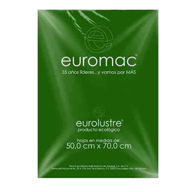 PAPEL LUSTRE EUROMAC VERDE BANDERA 50X70 25 HOJAS   EL0046