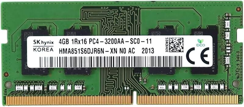 MEMORIA RAM SK HYNIX SODIMM DE 4GB DDR4 1RX16 PC4-3200AA PARA LAPTOP  HMA851S6DJR6N