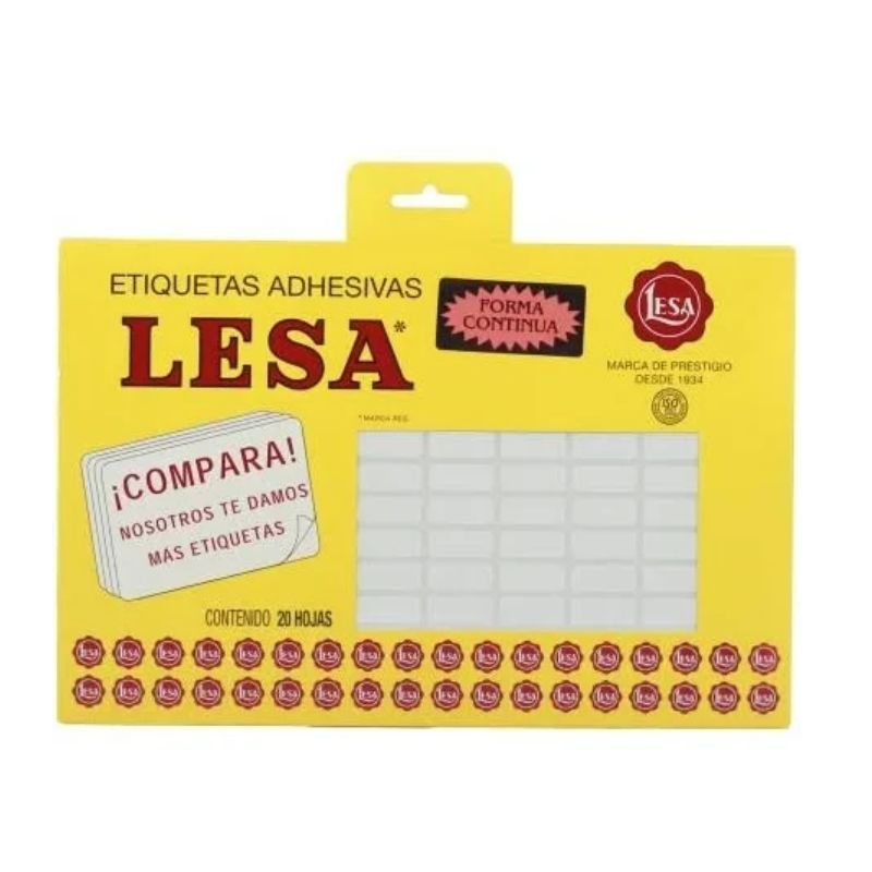 ETIQUETA LESA  NO.20 GRANDE, TAMAÑO 102X20MM, COLOR BLANCO   LE20BL