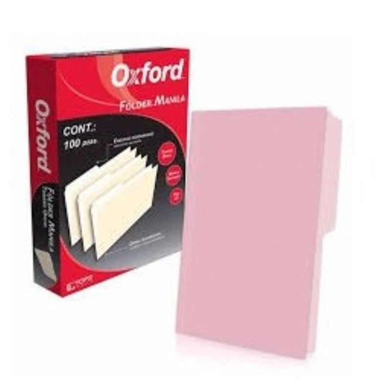 FOLDER OXFORD OFICIO MANILA, COLOR ROSA  C/100 PZ    M751 1/2 PIN