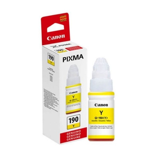 [0670C001AB] TINTA CANON MOD GI-190Y, SERIES PIXMA G1100, G2100, G3100, HASTA 7,000 PAGINAS, COLOR AMARILLO 0670C001AB