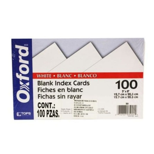 [0X51] TARJETA OXFORD 51 BLANCA (12.7 X 20.3 CM) CON 100 TARJETAS 5X8 PULGADAS   OX51
