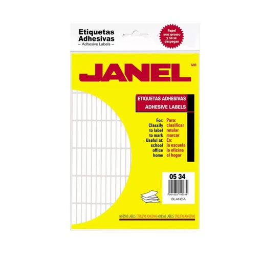 [100053421] ETIQUETAS ADHESIVAS JANEL NO.21 COLOR BLANCO , 2,484 ETIQUETAS POR BOLSA 100053421