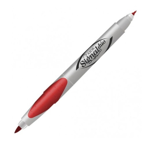 [301.3300RO] MARCADOR AZOR SIGNAL DUO, PERMANENTE, COLOR ROJO, PUNTO FINO Y ULTRAFINO     3300RO