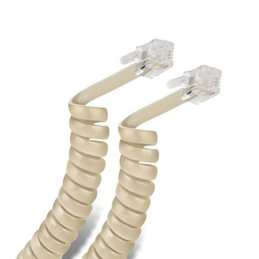 [302-007M] CABLE STEREN CABLE ESPIRAL TELEFONICO PLUG A PLUG, PARA AURICULAR, DE 2,1 M, COLOR MARFIL 302-007M