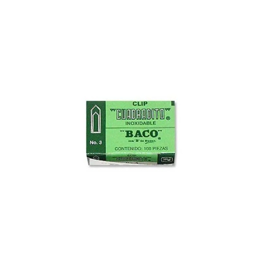 [4912081] CLIP BACO MOD CUADRITO NO.3 NIQUELADO CON 100 PIEZAS COLOR CROMO 7501174912081