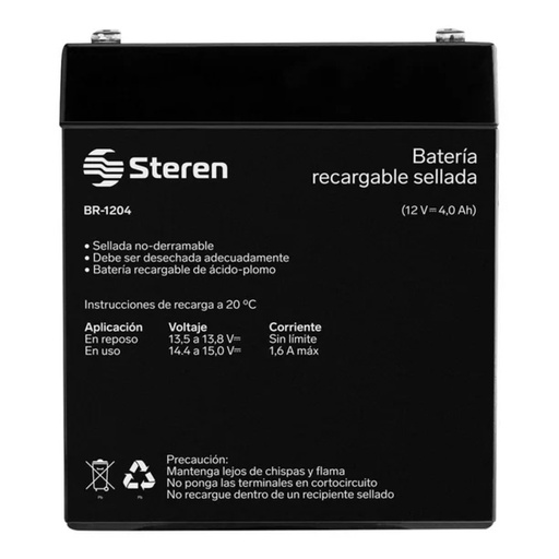 [BR-1204] BATERIA STEREN BATERIA SELLADA DE ACIDO-PLOMO, 12 VCC 4 AH BR-1204