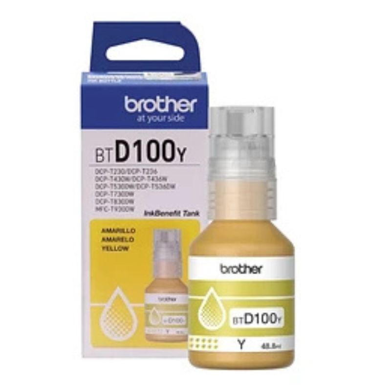 [BTD100Y] BOTELLA DE TINTA BROTHER BTD100Y AMARILLO, RENDIMIENTO APROXIMADO 5,000 PÁGINAS, COMPATIBLE CON DCPT230, DCPT530DW, DCPT730DW, MFCT930DW 