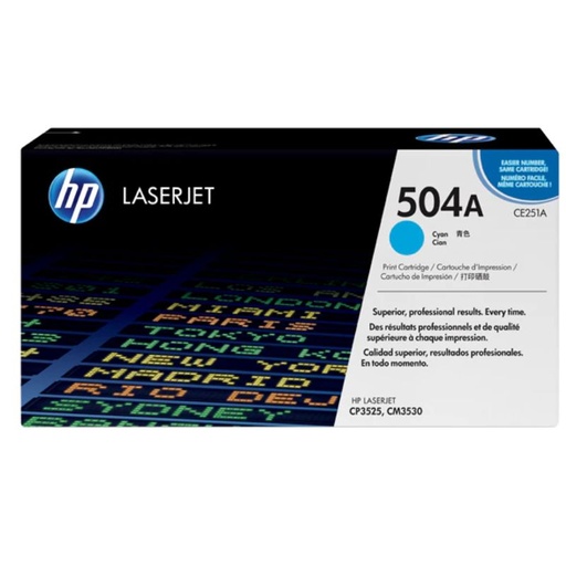 [CE251A] TONER HP MOD 504A, LASERJET CP3525/CM3530 CYAN CE251A