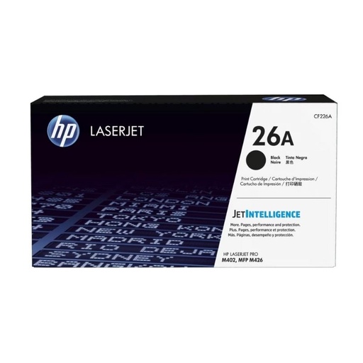 [CF226A] TONER HP MOD 26A, SERIES LASERJET PRO M402, MFP M426, 3100 PAGINAS, COLOR NEGRO CF226A