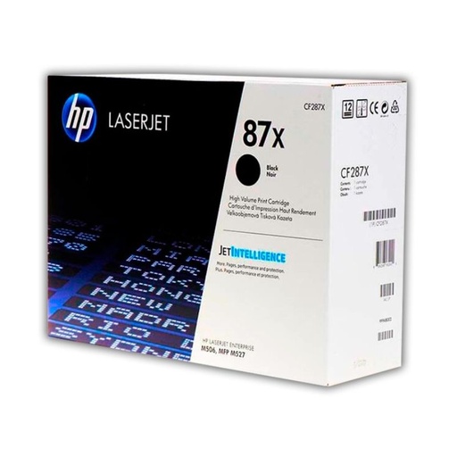 [CF287X] TONER HP MOD 87X, 18000 PAGINAS, SERIES LASERJET ENTERPRISE M506, COLOR NEGRO CF287X