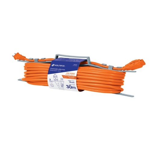 [ER-30X16] EXTENSION ELECTRICA VOLTECK USO RUDO REFORZADA 30 METROS CALIBRE 16 ER-30X16