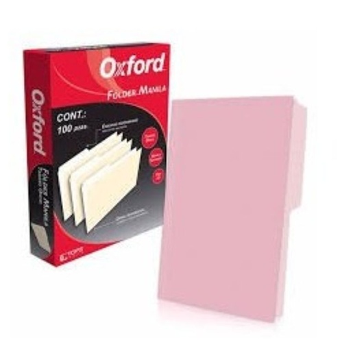 [M751 1/2 PIN] FOLDER OXFORD OFICIO MANILA, COLOR ROSA  C/100 PZ    M751 1/2 PIN