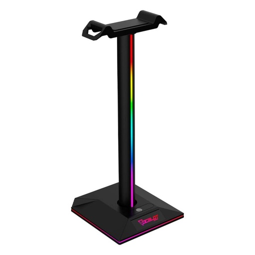 [OBH01] SOPORTE PARA HEADSET OCELOT MOD. OBH01 CON ILUMINACION TIPO RGB CON DOS PUERTOS USB Y 1 PUERTO DE JACK 3.5MM, OBH01