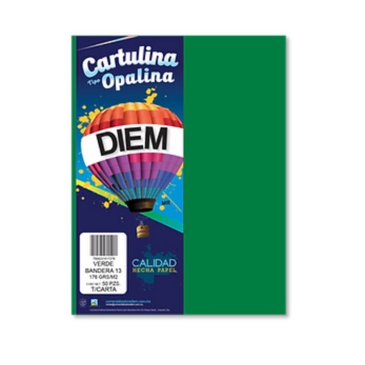 [OPAL176-VERDE] HOJAS OPALINA DIEM OPAL176-VERDE, HOJAS OPALINA DE 176 GRAMOS DIEM COLOR VERDE CON 50 HOJAS OPAL176-VERDE