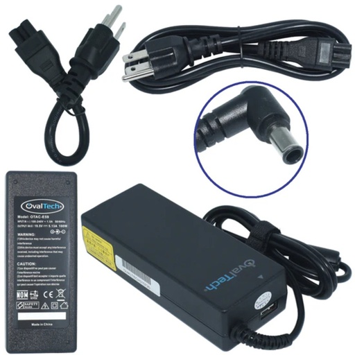 [OTAC-E59] CARGADOR OVALTECH PARA COMPUTADORA PORTATIL 19.5V/4.74AH C/BLISTER + USB OTAC-E59
