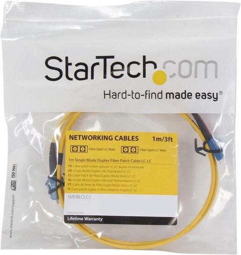 [SMFIBLCLC1] CABLE DE RED STARTECH MOD SMFIBLCLC1, FIBRA OPTICA, 1M, DUPLEX 9/125, LSZH, LC/LC SMFIBLCLC1