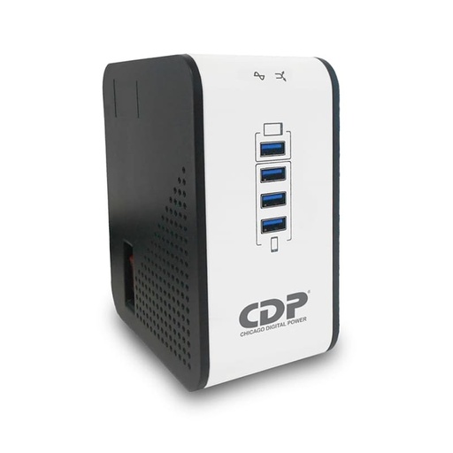 [R2CU-AVR1008] REGULADOR CDP R2CU-AVR 1008 REGULADOR DE VOLTAJE , 1000VA/500W. MONOFÁSICO, VOLTAJE NOMINAL DE 120VCA, RANGO DE FRECUENCIA 50/60HZ, 8 CONTACTOS TIPO NEMA 5-15R (4 CON AVR Y SUPRESIÓN DE PICOS + 4 PCS SOLO CON SUPRESIÓN DE PICOS) 4 PUERTOS USB (2 AMP * 1 PC + 1 AMP * 3 PCS), PROTECCIÓN CONTRA PICOS DE VOLTAJE, ALTAS Y BAJAS TENSIONES ELECTRÓNICAS, PROTECCIÓN CONTRA RUIDO ARMÓNICO, INTERRUPTOR DE ENCENDIDO. BREAKER. LEDS INDICADORES. CORRIENTE MÁXIMA 6 AMP R2CU-AVR1008