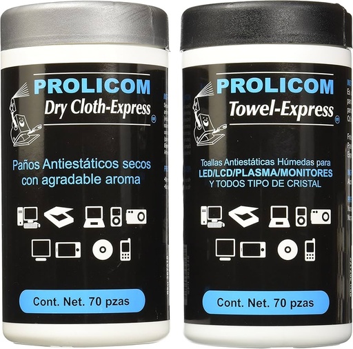 [7503009367318] DUO TOALLAS PROLICOM TOALLASDUO70 DUO TOALLAS ANTIESTATICA HUMEDAS Y SECAS 70 PIEZAS