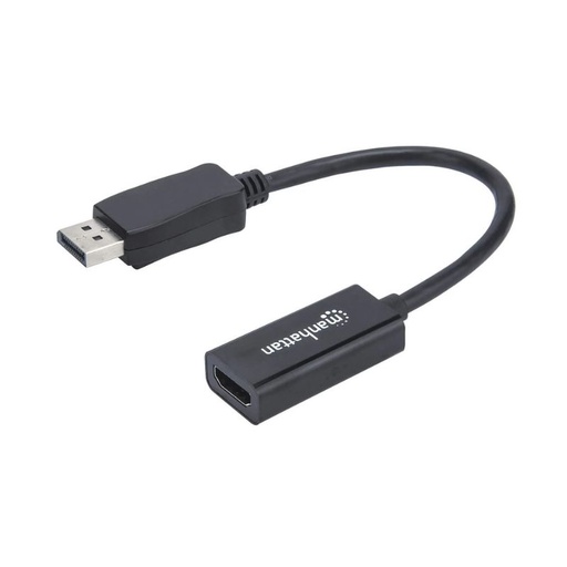 [151634] CABLE ADAPTADOR MANHATTAN CONVERTIDOR DISPLAYPORT A HDMI 1080P M-H, ADAPTADOR PASIVO, DISPLAYPORT MACHO A HDMI HEMBRA 1080P 60HZ NEGRO - EXTREMO SECUNDARIO: 1 x 19-PIN HDMI DIGITAL AUDIO/VIDEO - FEMALE, 10.8GBIT/S, ADMITE HASTA1920 X 1200, ORO CONTACTO CHAPADO, COLOR NEGRO   151634