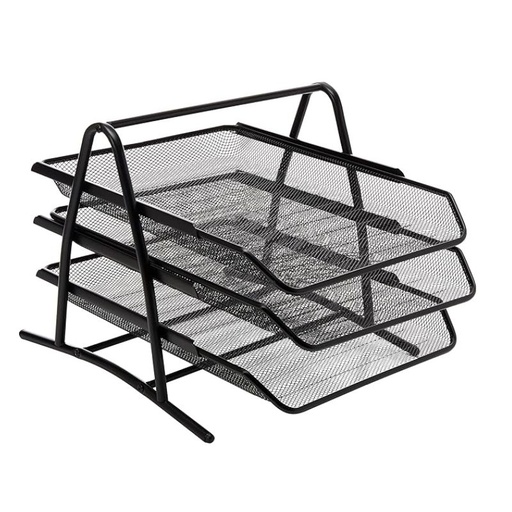 [NE-162] CHAROLA ORGANIZADORA NEXTEP NE-162, MALLA METALICA, 3 NIVELES, TIPO OFICIO, COLOR NEGRO    NE-162