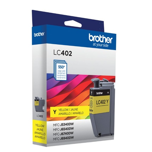 [LC402Y] TINTA BROTHER LC402 ALTO RENDIMIENTO HASTA 550 PÁGINAS COLOR AMARILLO     LC402Y