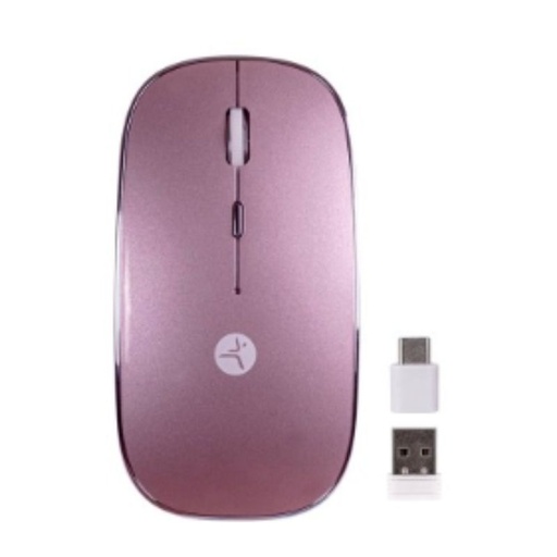 [TZACMOI27] MOUSE TECHZONE SLIVE, RECARGABLE CON NANO RECEPTOR TIPOC Y USB A, MOUSEPAD INCLUIDO, DPI: 1000,1200, 1600, COLOR ROSA     TZACMOI27